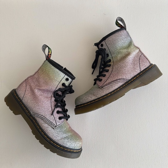 Dr. Martens Junior 1460 Rainbow Glitter Lace Up Boots - Picture 3 of 13